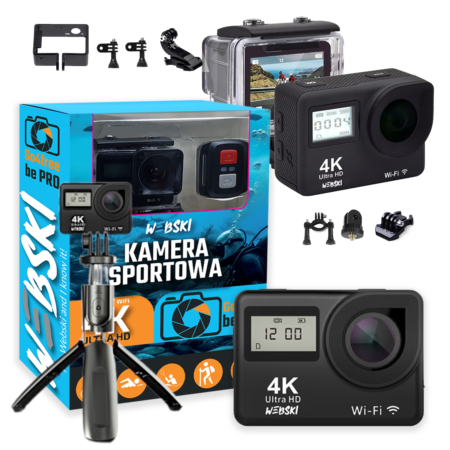 Sportovní kamera 4K dálkové ovládání Stativ Tyč jako Dárek pro dítě teenagera