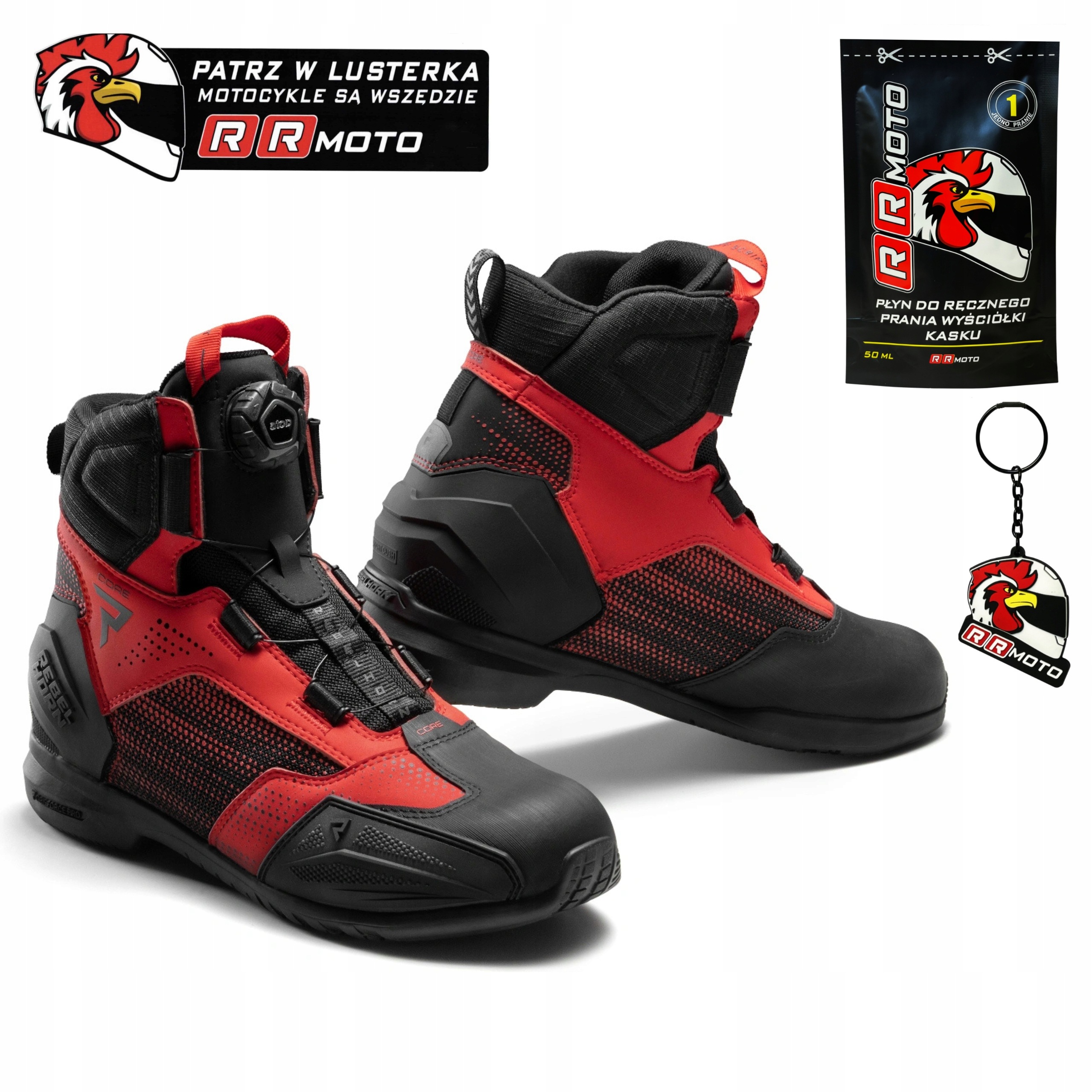 Krátke motocyklové topánky Rebelhorn Core Black/red čierna červená Darčeky