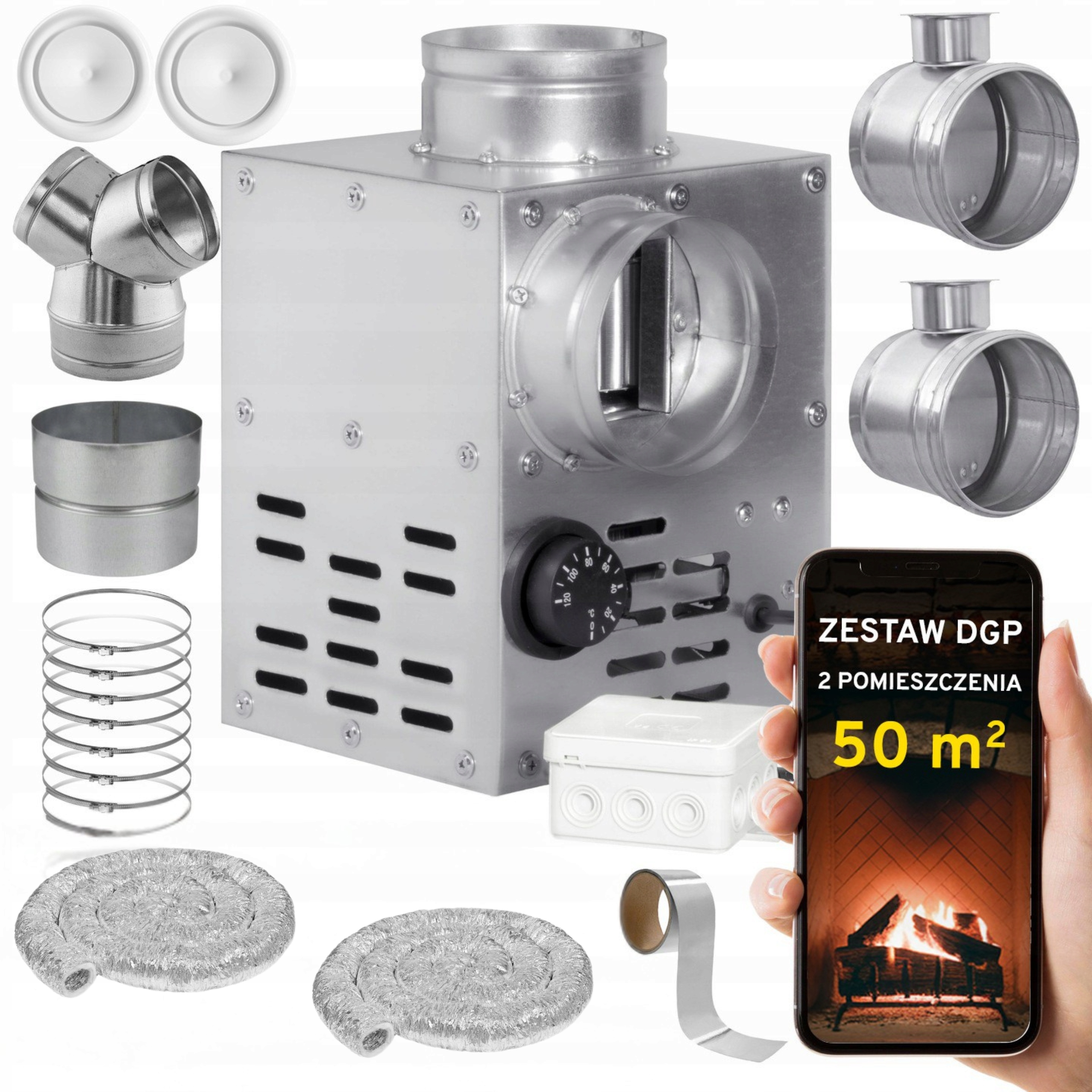 Komínová Turbína Ventilátor Komínový Set Dgp 2 miestnosti 50 m2