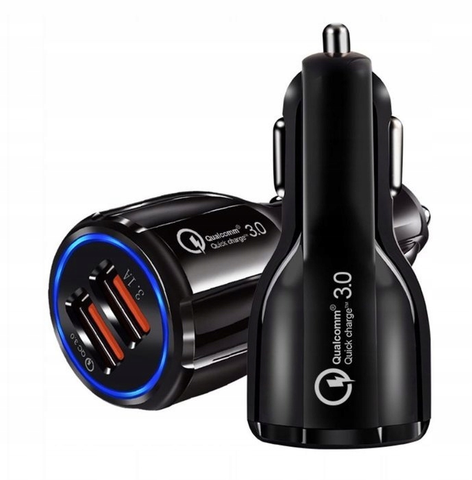 SZYBKA ŁADOWARKA SAMOCHODOWA USB LED QC 3.0 CZARNA Producent Interlook