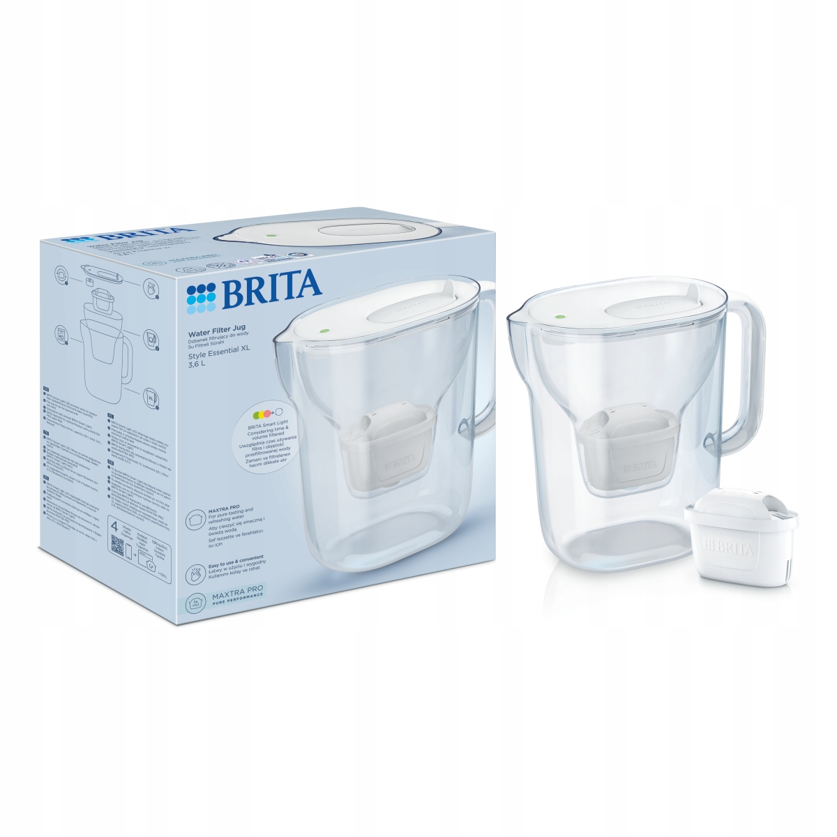 Brita Style Essential XL biały dzbanek filtrujący wkład Pure Performance