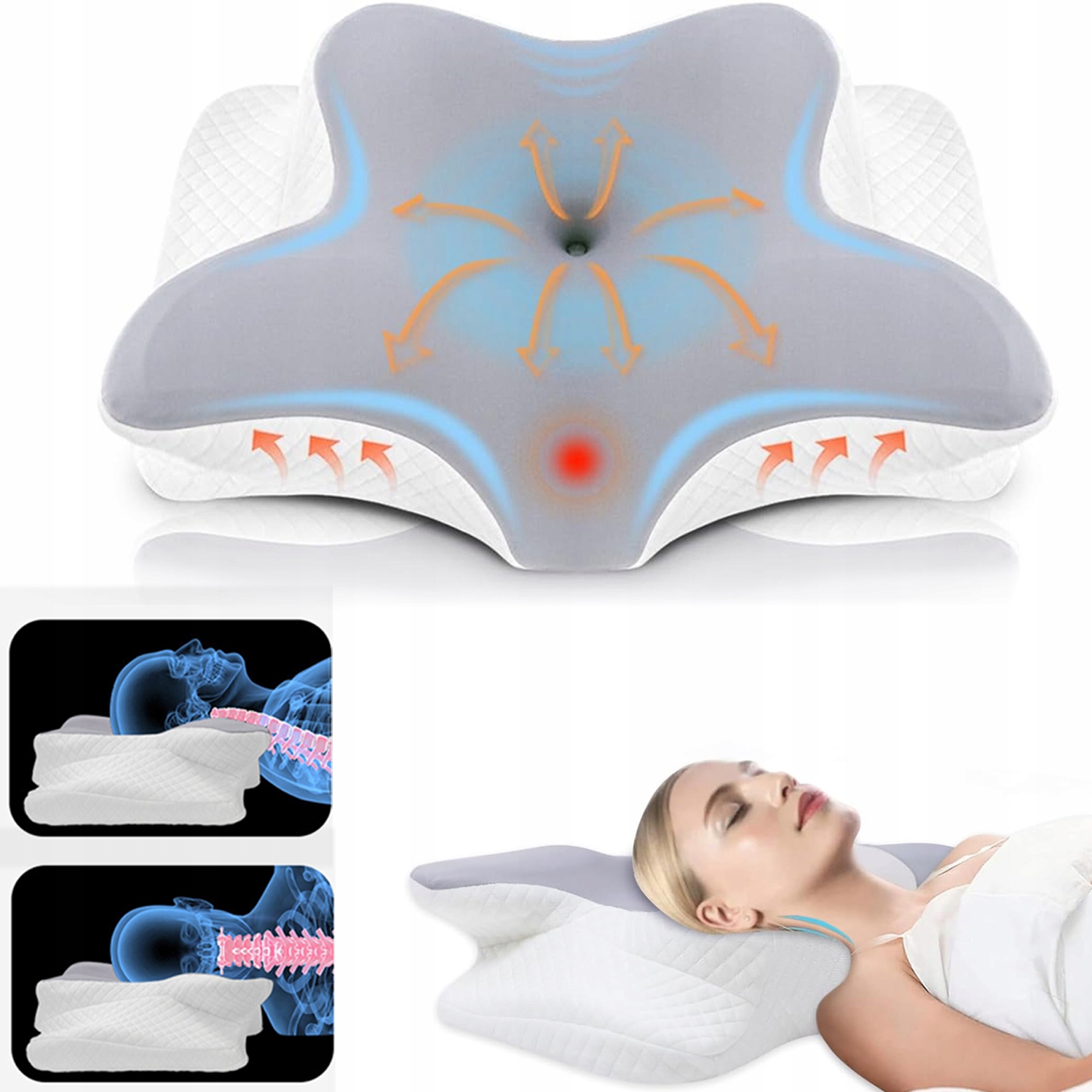 Poduszka Ortopedyczna Motylek Wysoka Wytrzymałość Z Zmywalnym Pokrowcem