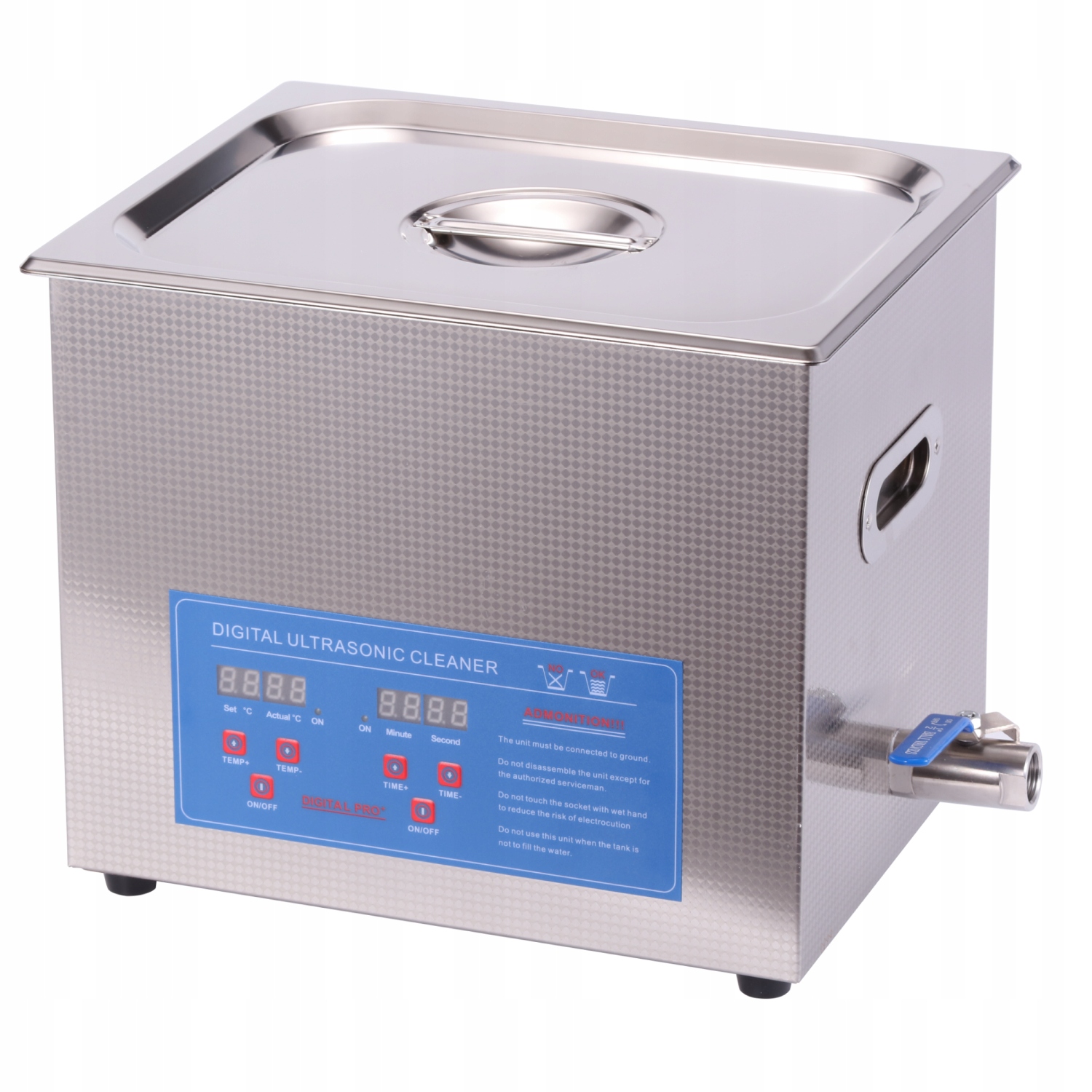 Ultrazvuková umývačka 10L Účinná 40kHz 240W Vaňa Odtok Kôš na umývanie