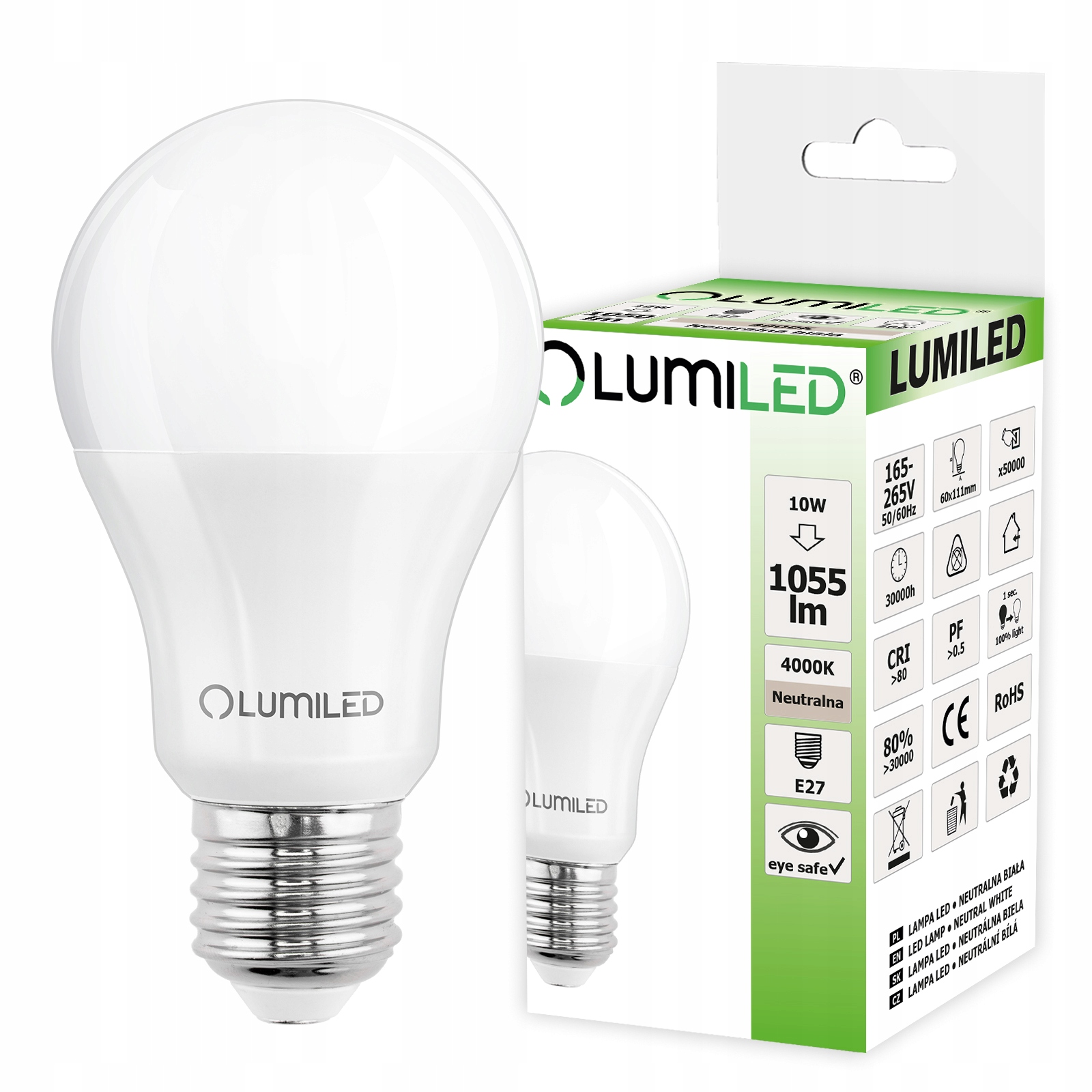 

Żarówka Led E27 10W 75W 4000K Neutralna Lumiled