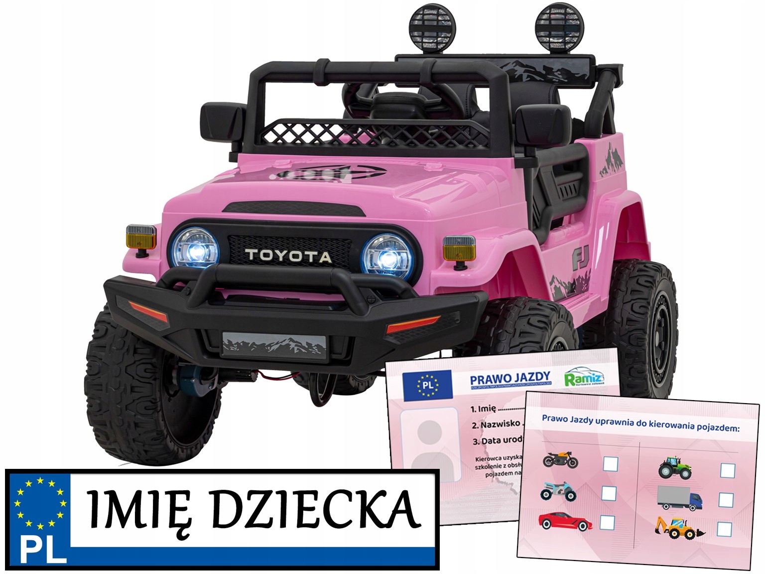 Toyota Fj cruiser różowy samochodzik elektryczny dla dziewczynki napęd 4x