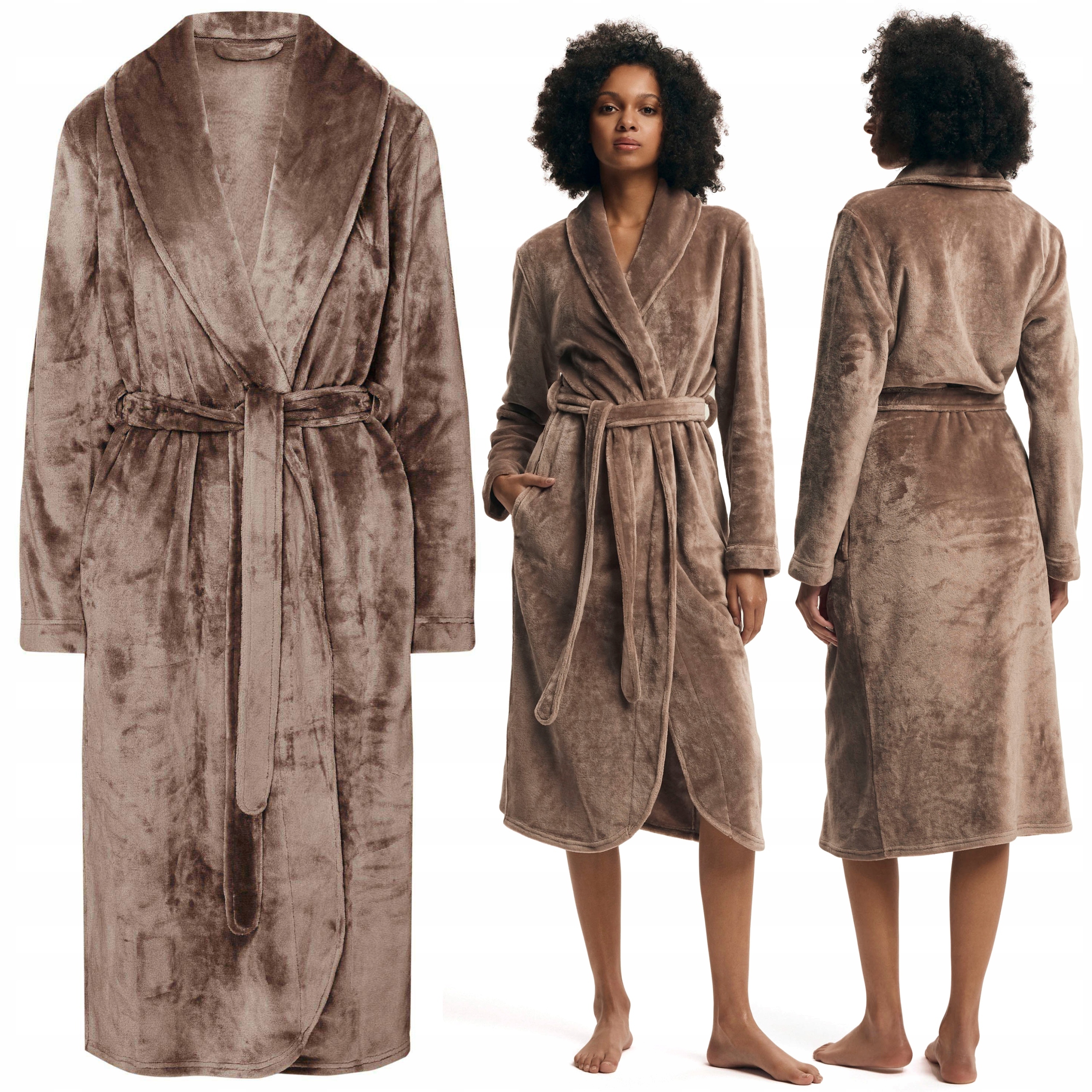 Dámský Župan Henderson Elegantní Polarový Pohodlný Zavazovací S