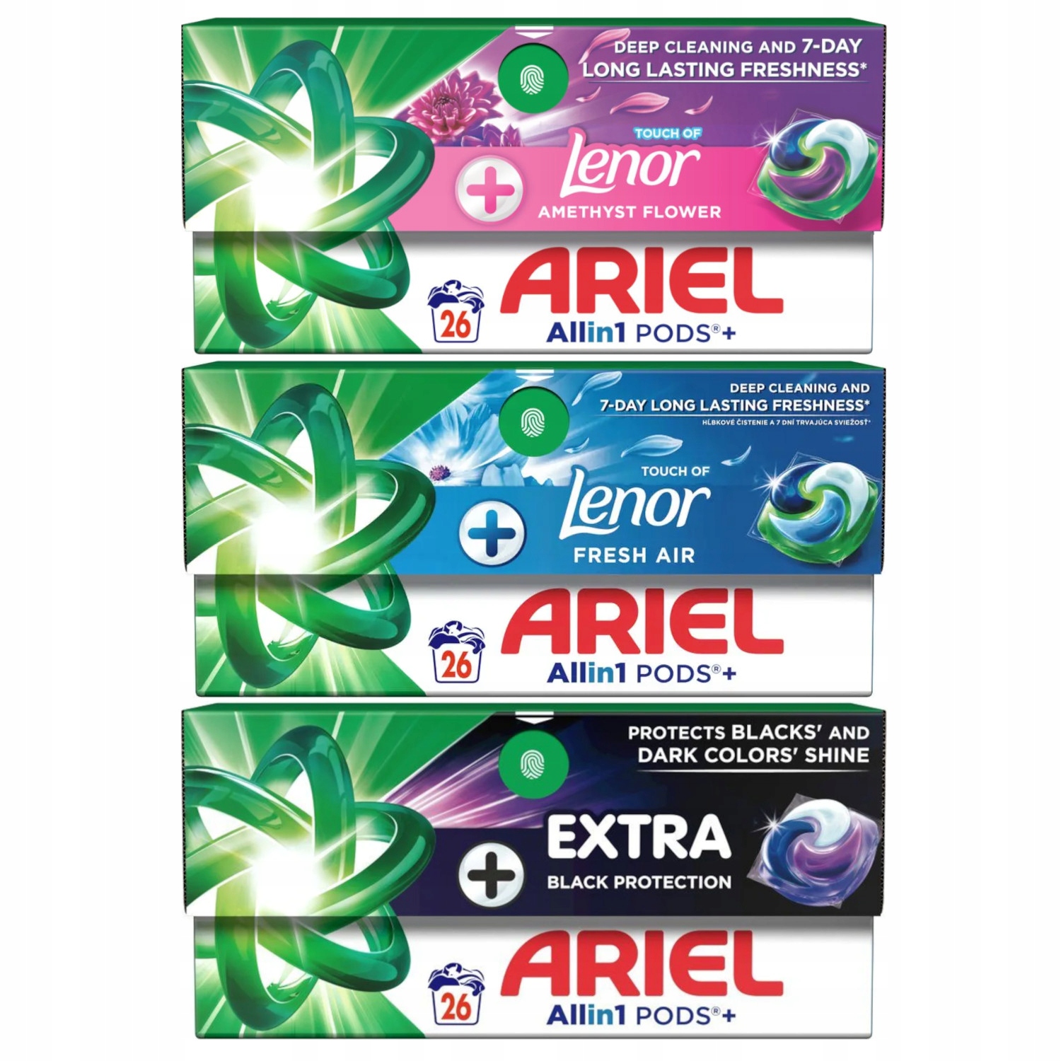 Levně Kapsle na praní Ariel Allin1 Pods+ Mix univerzální černé 3x 26 Ks