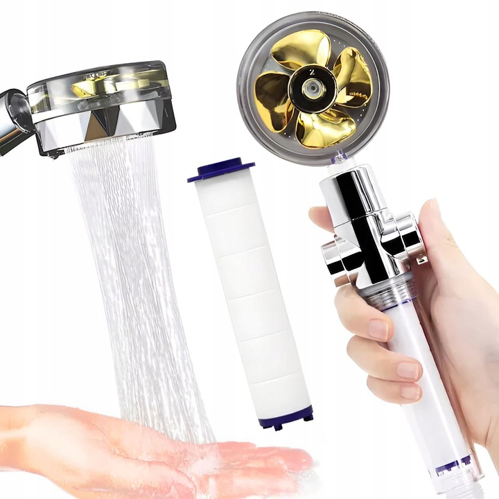 SŁUCHAWKA PRYSZNICOWA Z TURBINĄ WENTYLATOREM 360 + ROCZNY ZAPAS FILTRÓW Kolor chrom