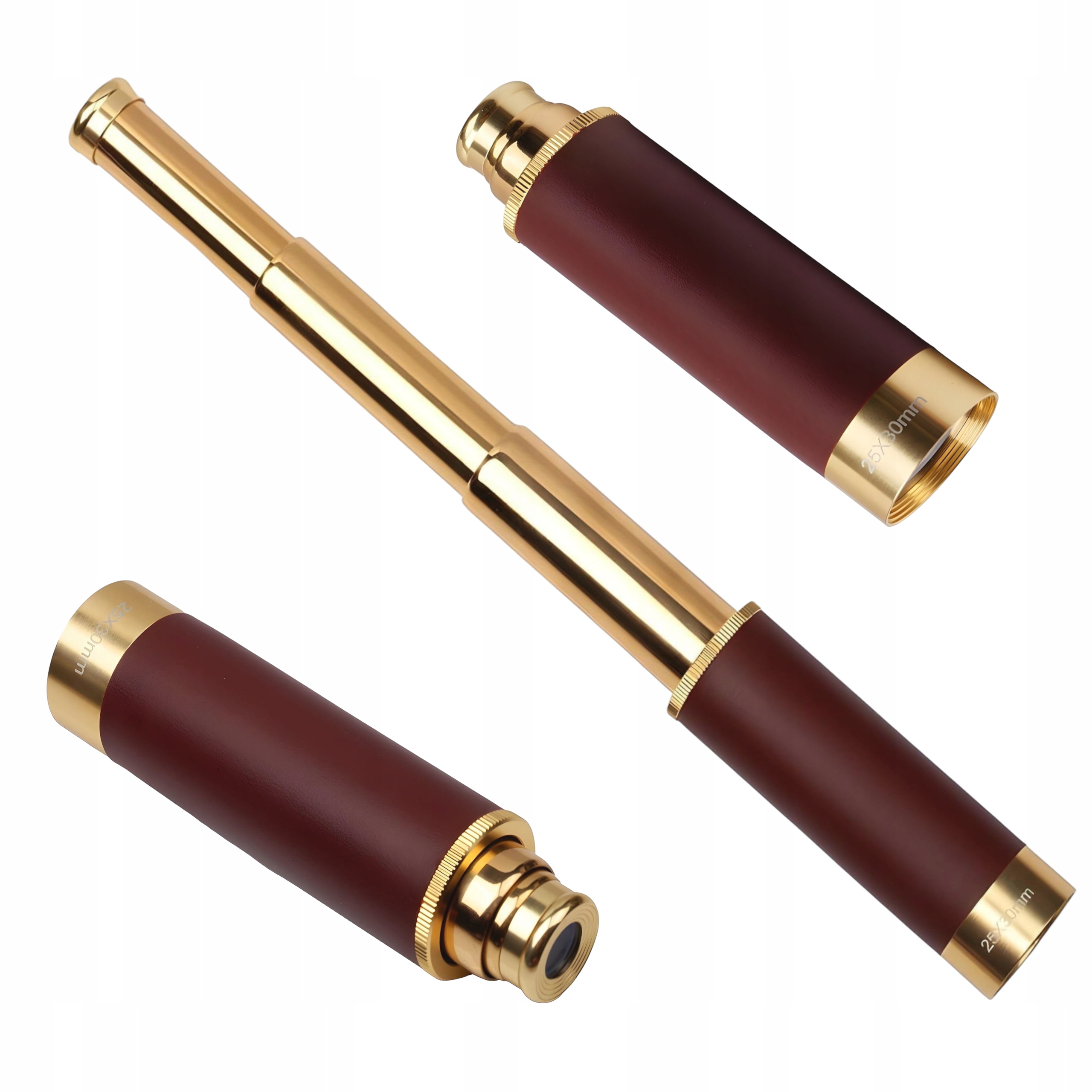 Zlatý Teleskopický Pozorovací Dalekohled S Mosazným Monokulárem, Zvětšení 25X