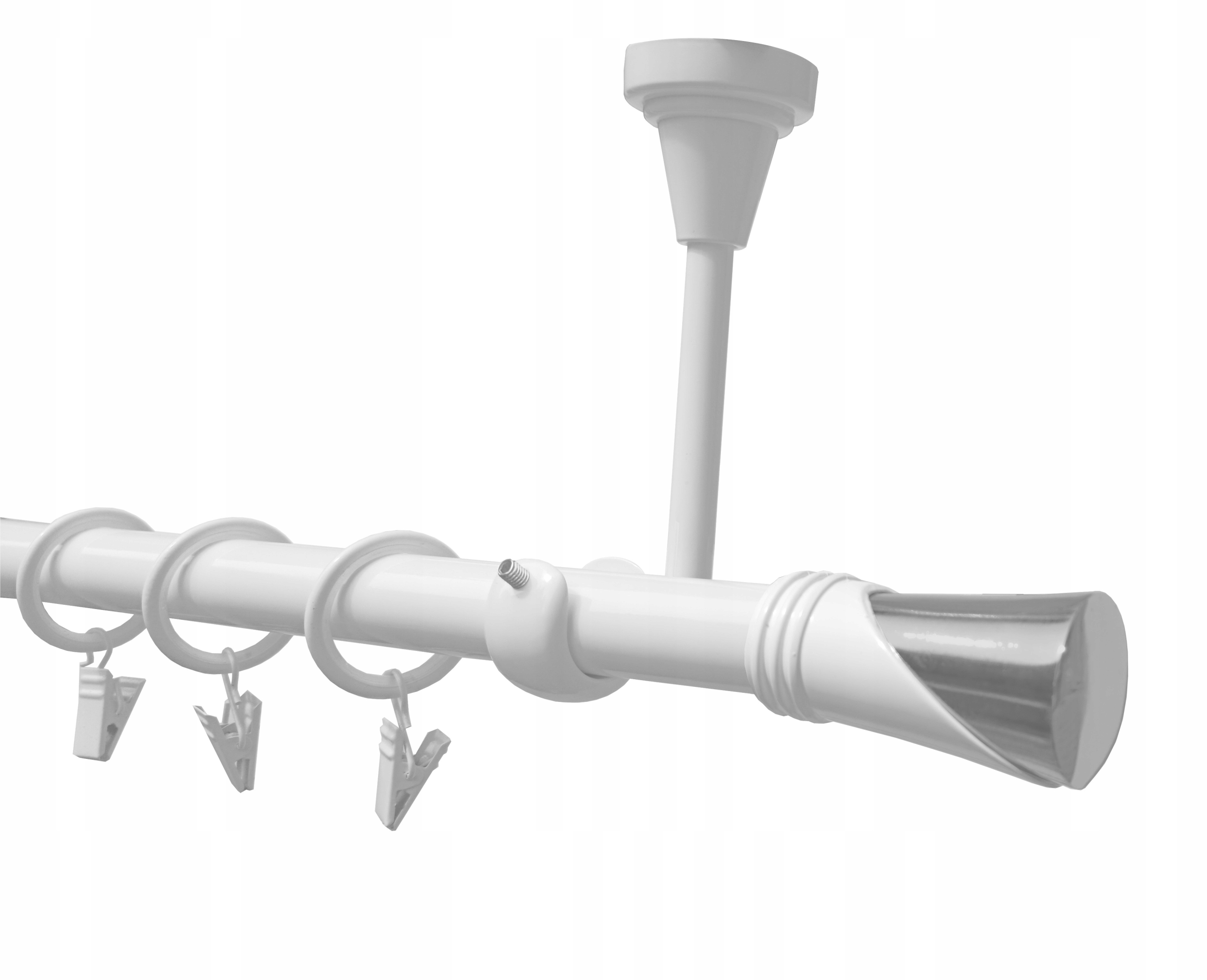 Jednoduchá garnýž Kovový Stropní 19 mm Bílý 180 cm Vega