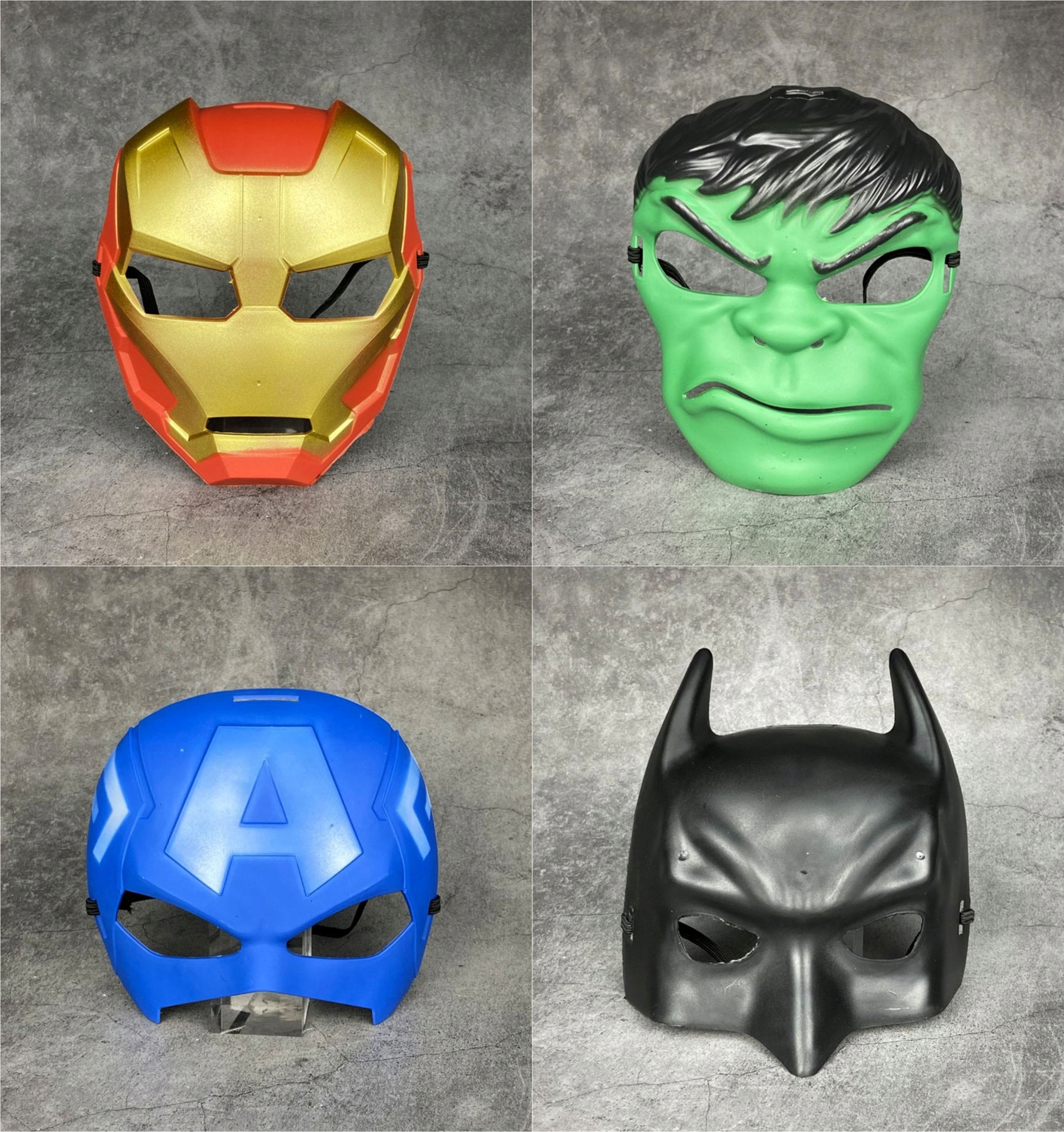 MASKA HULK AVENGERS na twarz bohater Karnawał FOTOBUDKA Wesele - 4 sztuki Motyw KOMBINEZON PELERYNA BATMAN IRONMAN AVENGERS