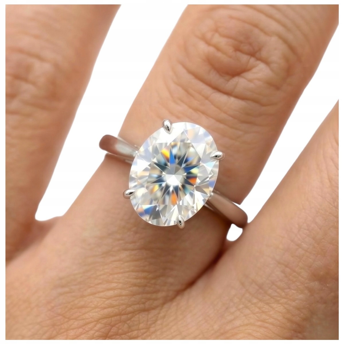 Oválný Moissanit 3 karáty Prstýnek briliant diamant vel. 19