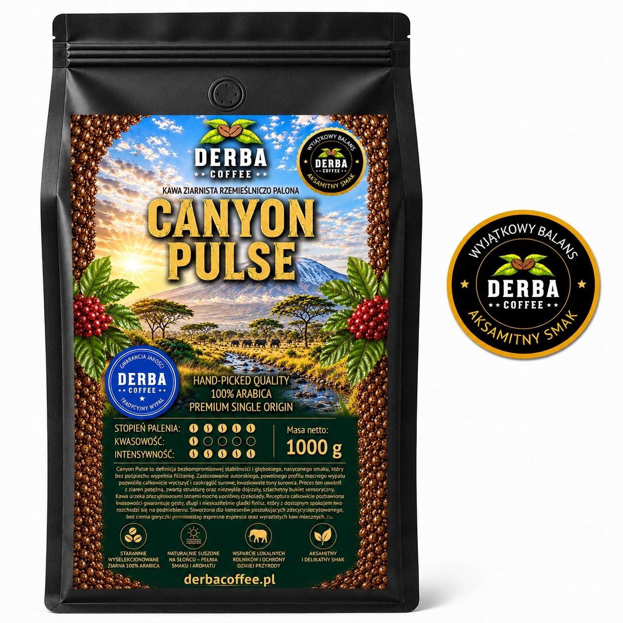 Káva zrnková 1 kg Canyon Pulse Tanzania 100% Nízkodráždivá Arabika