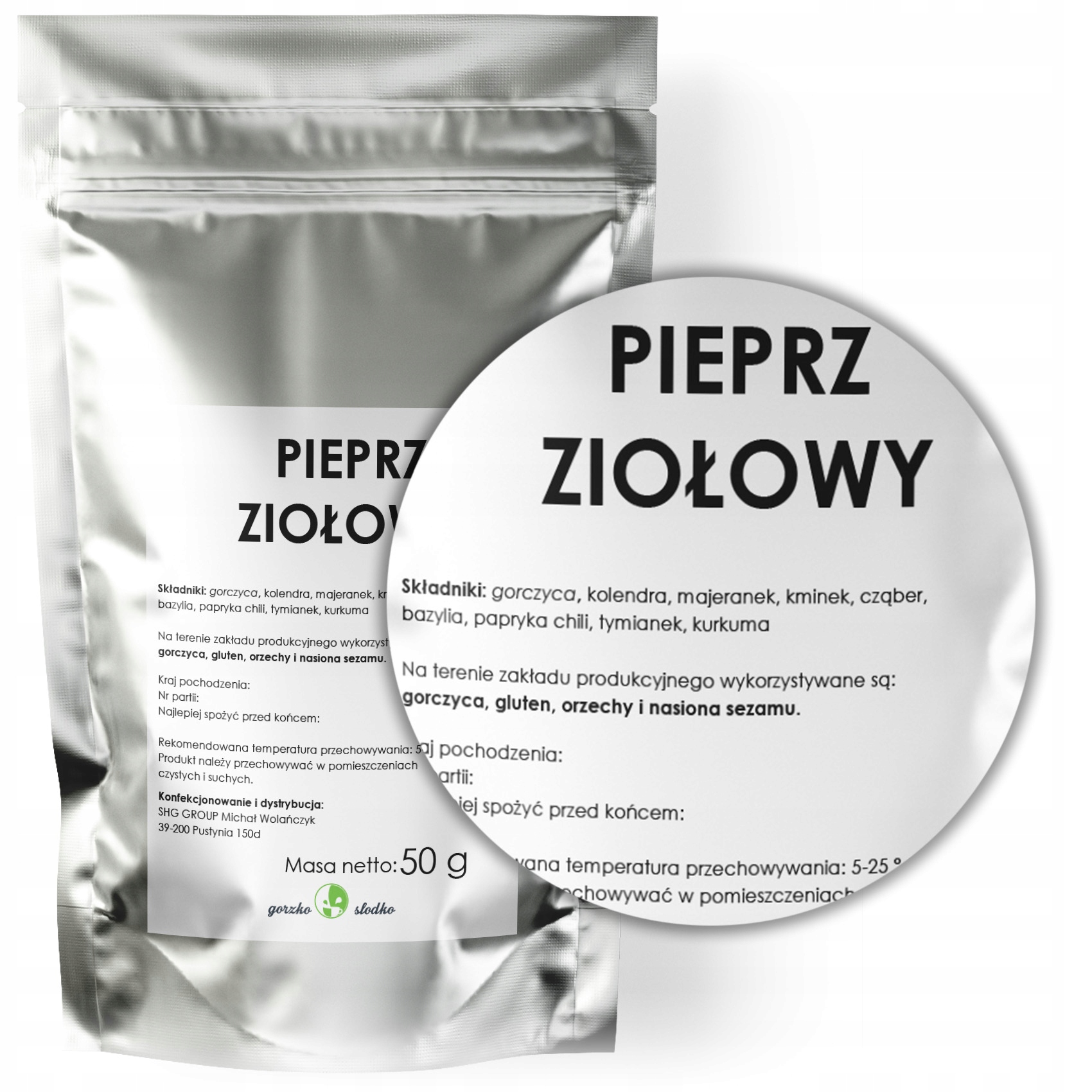 PIEPRZ ZIOŁOWY mielony 50g Nazwa handlowa Pieprz ziołowy mielony