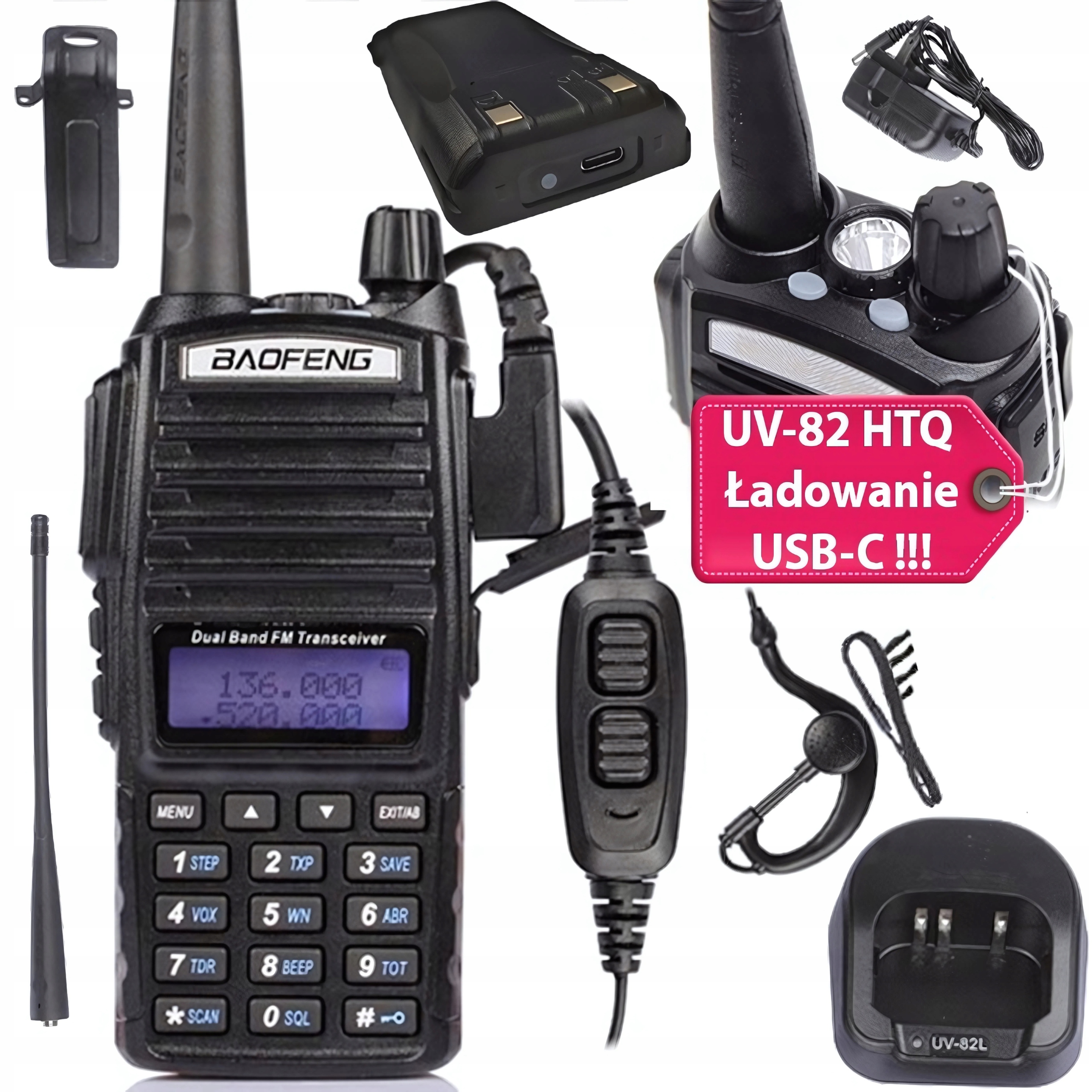 Baofeng UV-82 Htq Usb-c 2800mAh Vysílačka Radiotelefon Walkie Talkie