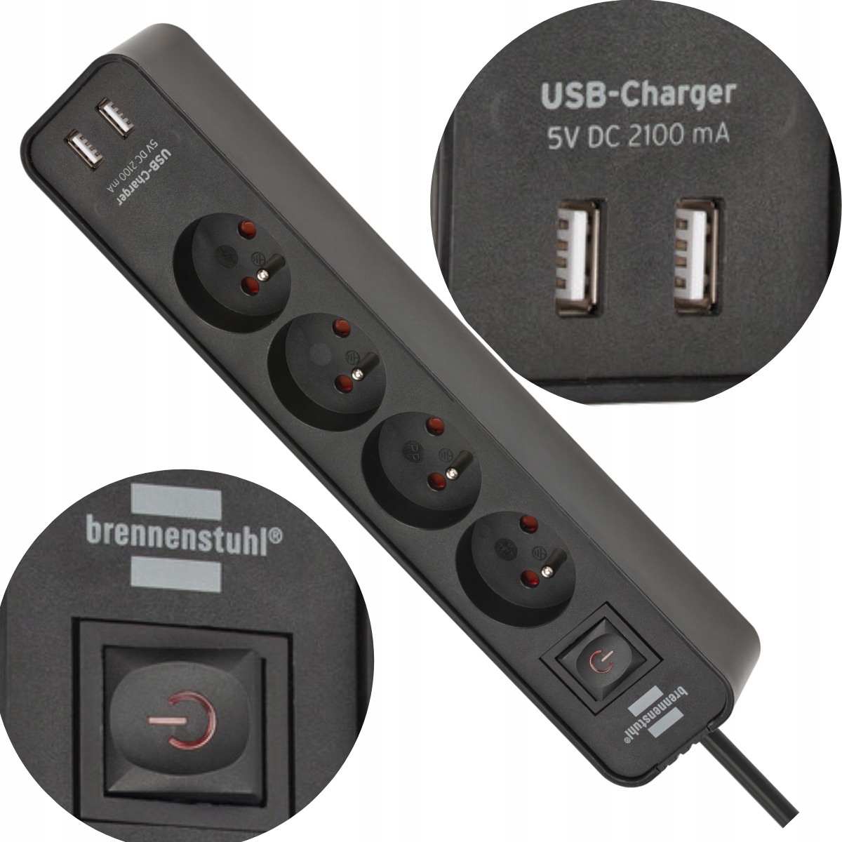

Listwa Zasilająca Przedłużącz Z Ładowarką 2XUSB