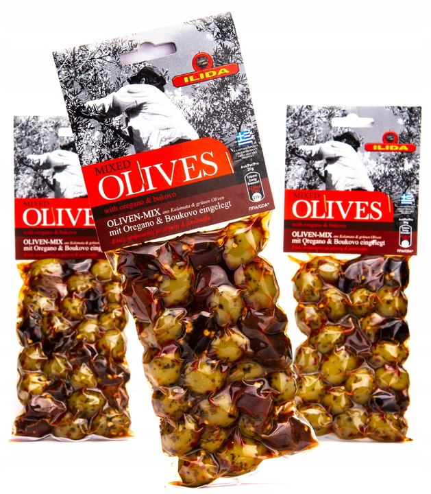 

Greckie oliwki mix zielone kalamata chili oregano