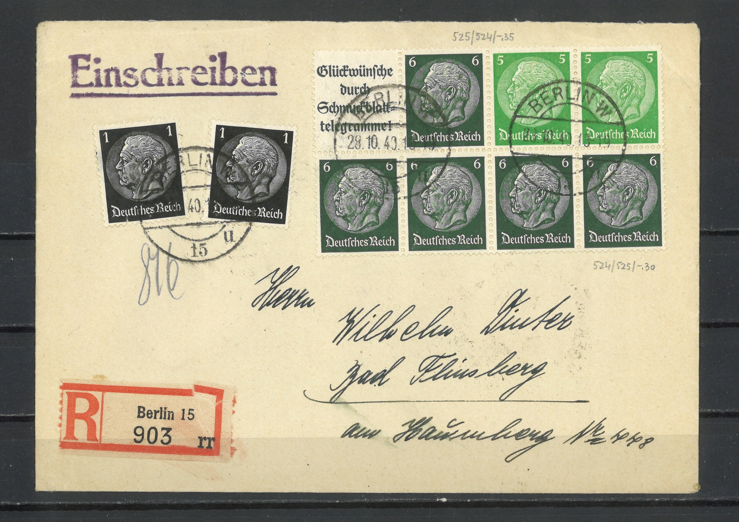 DEUTSCHES REICH - Koperta listu poleconego. Rok 1943