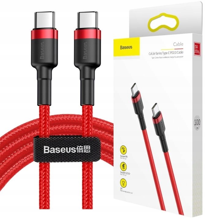 Kabel Baseus CATKLF-G91 USB-C - USB-C PD QC 60W 3A 480Mb/s 1m