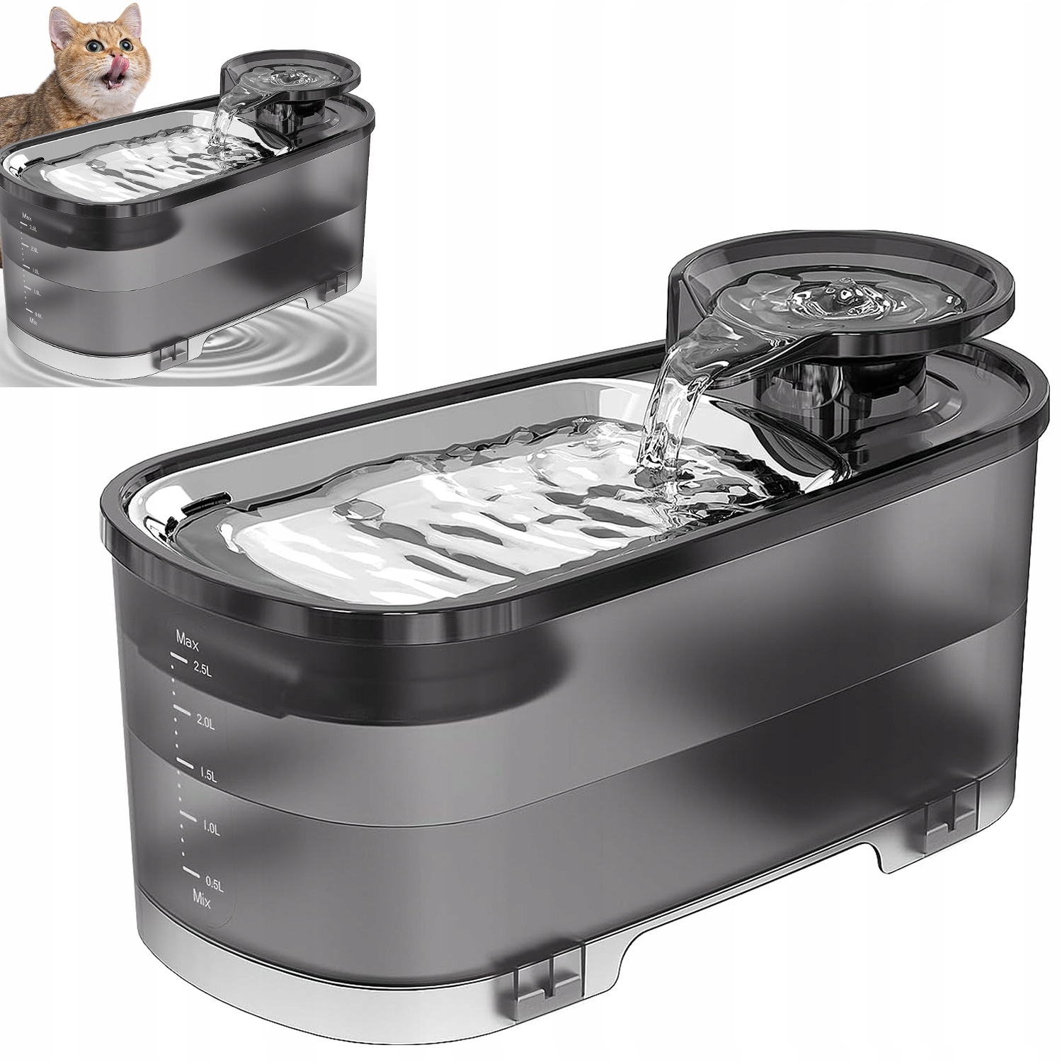 Levně Automatické Krmítko Miska Napáječka Tichá Fontána Pro Kočky Psa 2,5 L Pety