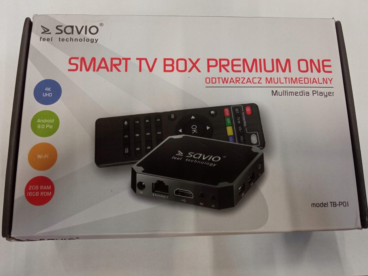 Tuner SAVIO Smart TV Box Premium One, 2/16 GB, Android 9.0, HDMI v2.0, 4K, Marka Savio