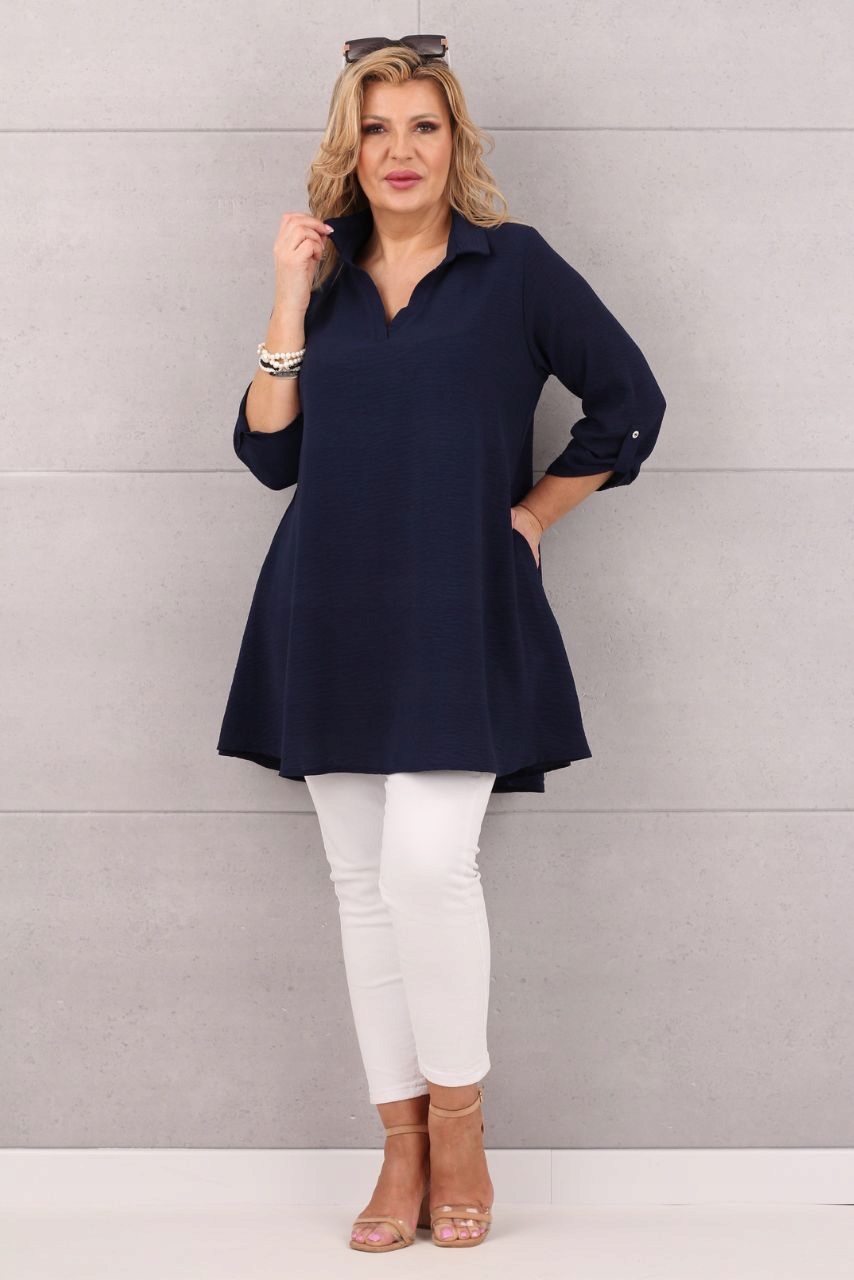 DŁUGA TUNIKA DAMSKA DUŻE ROZMIARY POLSKI PRODUCENT OVERSIZE LUŹNA ELEGANCKA Rozmiar 50