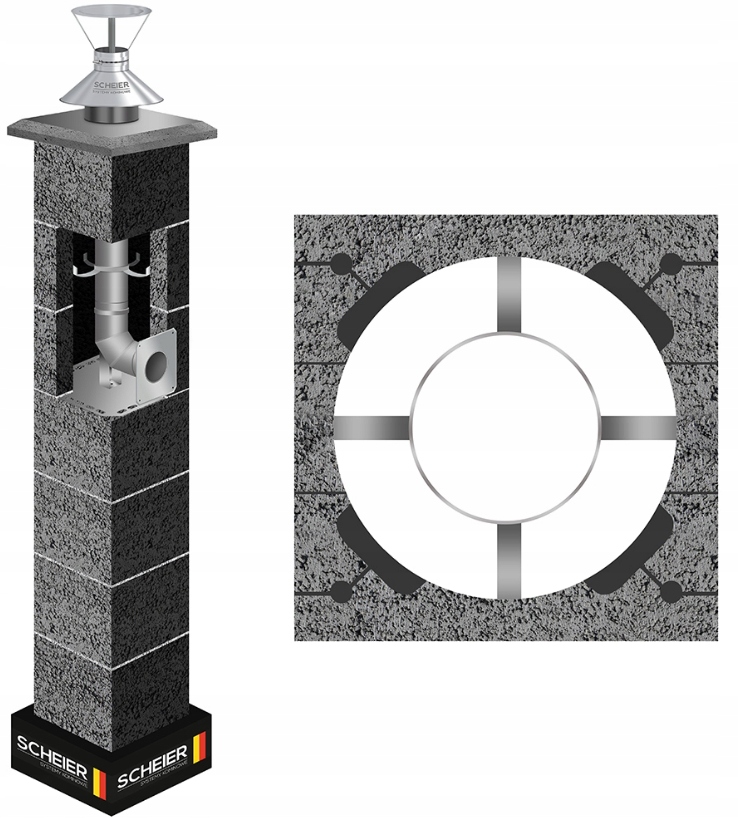 Systémový komínový systém Inox 80 14 m plyn K turbo kondenzační 36x36