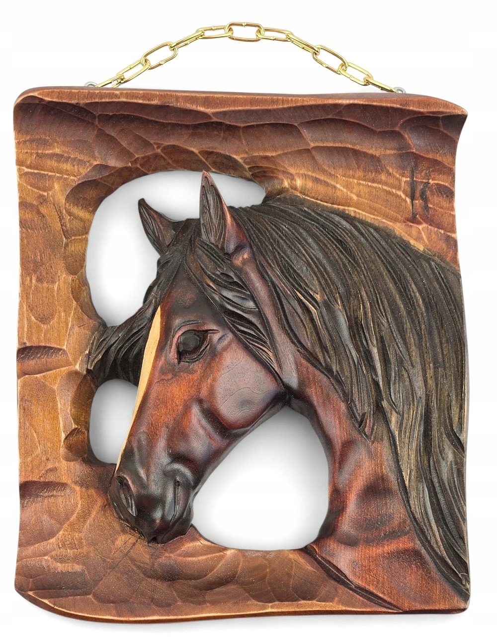 Podkova na šťastie Drevená vyrezávaná hlava koňa Socha na stenu 22x19