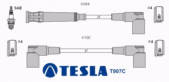 T907C (T028B,T176C) Zapalovací kabely Tesla, Bmw 316i, 318i