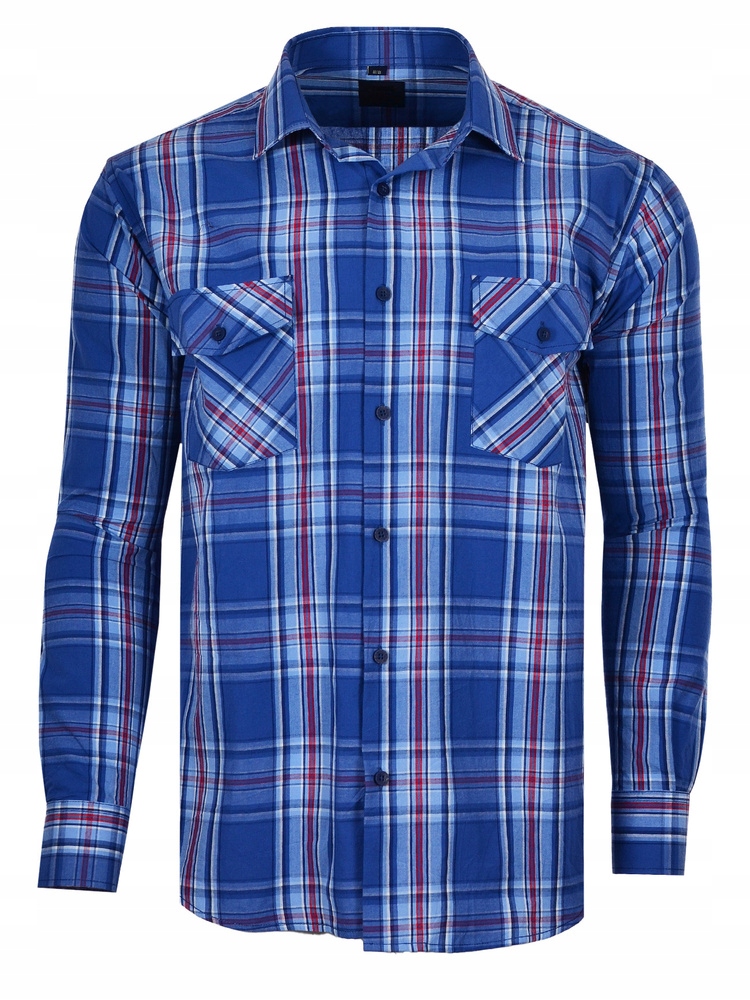 Košile Kostkovaná Modrá Dlouhá Velká 48/49