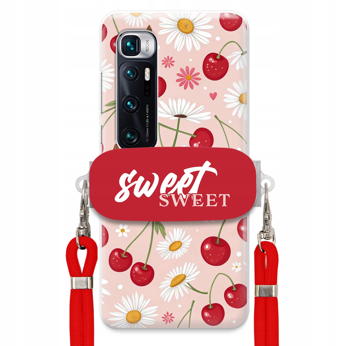 Pouzdro pro Xiaomi Mi 10 Ultra Červené vodítko držák Sweet Sweet Višňový Květ