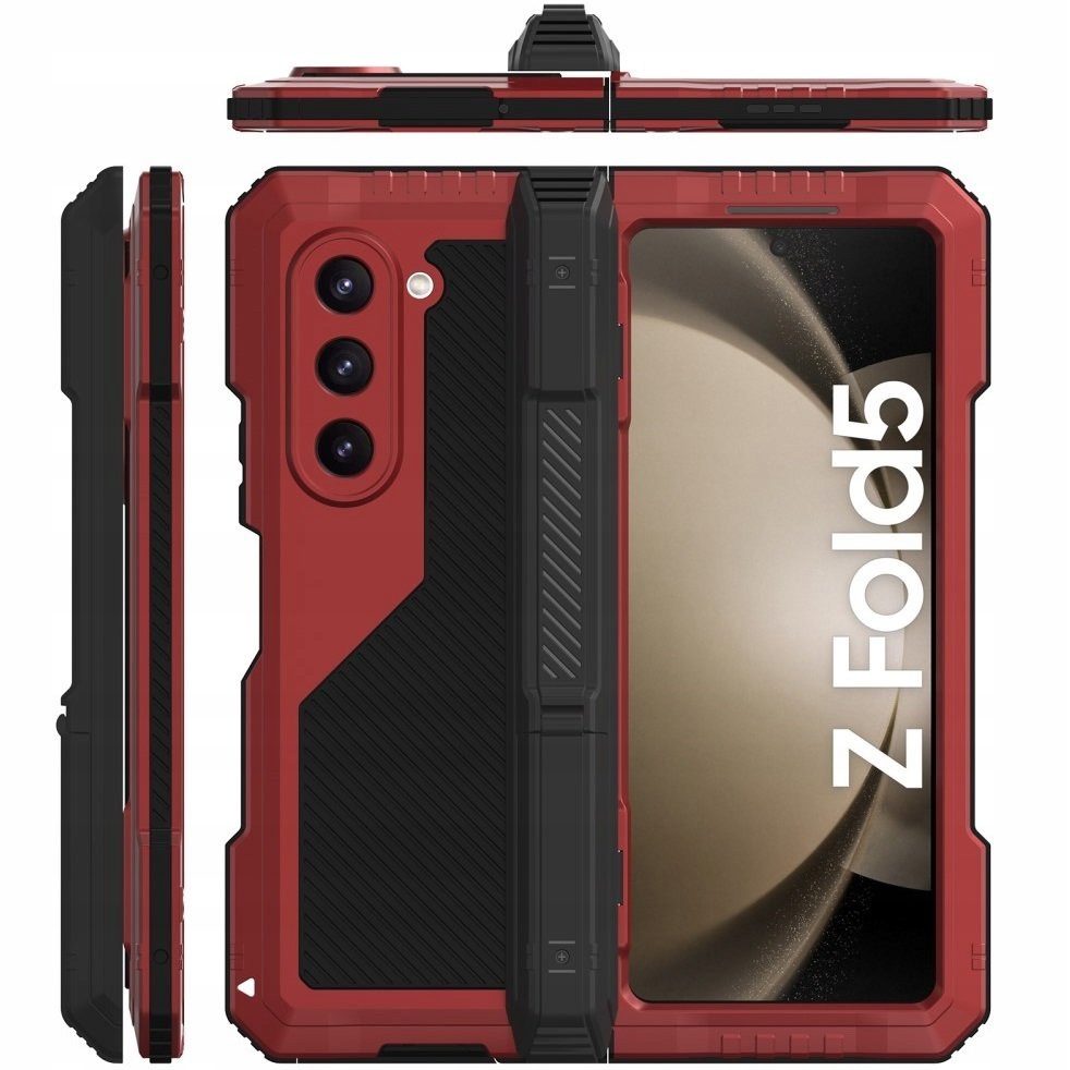 Pancéřové hliníkové Pouzdro pro Galaxy Z Fold 5 Zadní Kryt Kryt s podstavcem