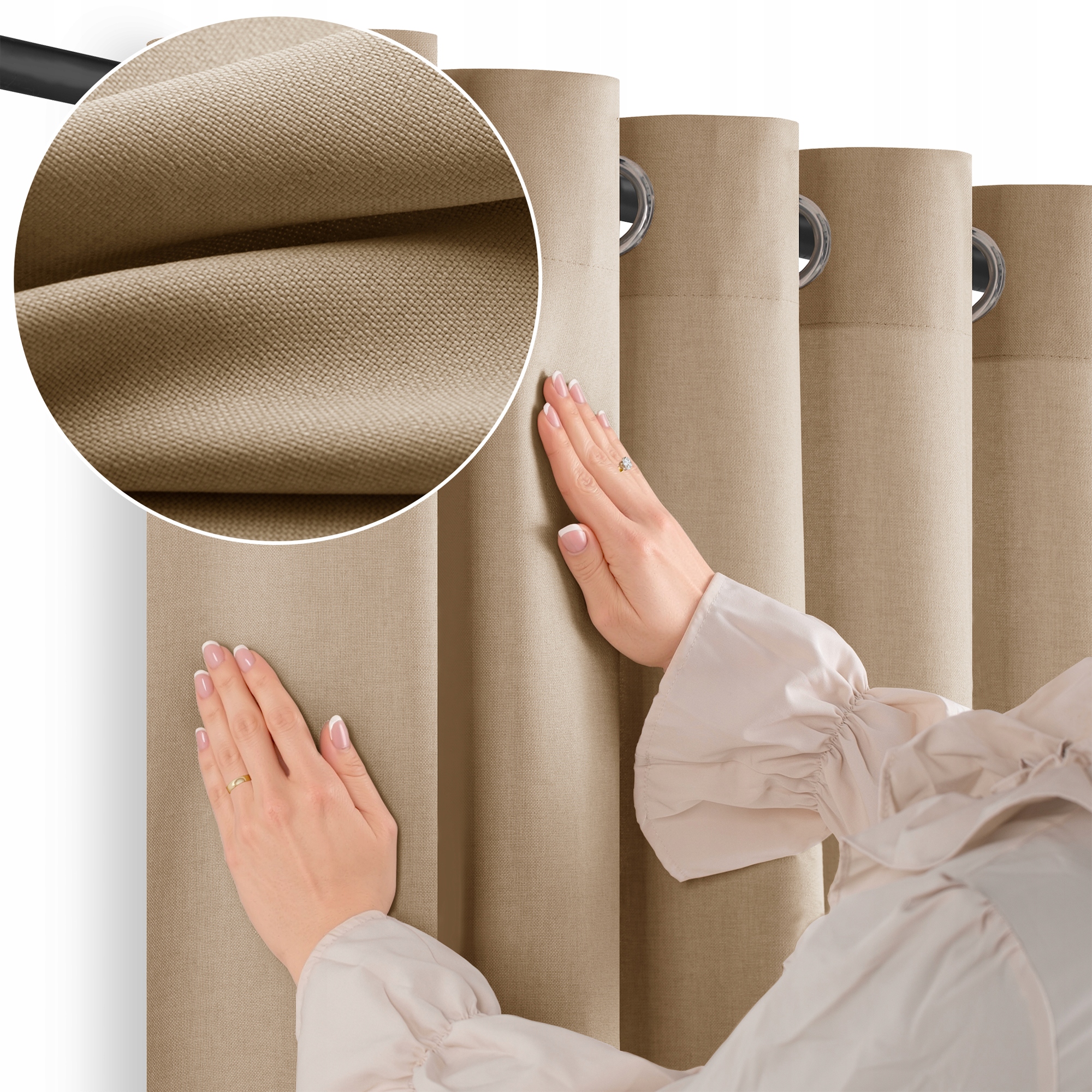 Filumi Závěs na průchodkách, pletený len, jídelna Tmavě Béžová 530x280