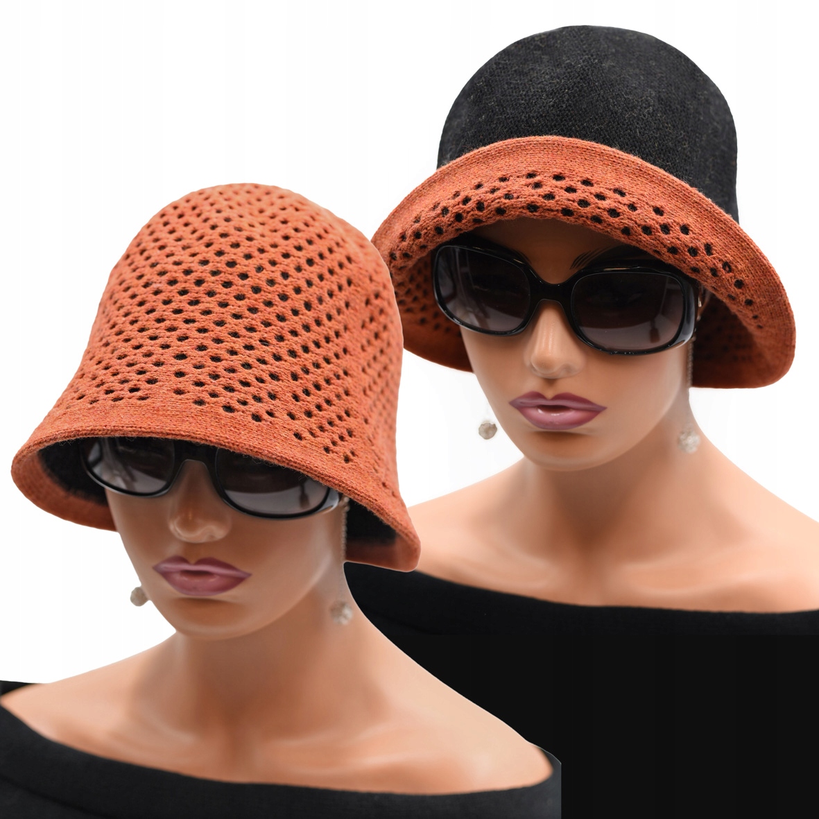 

Czapka damska dwustronny kapelusz Wełniany Ażurek