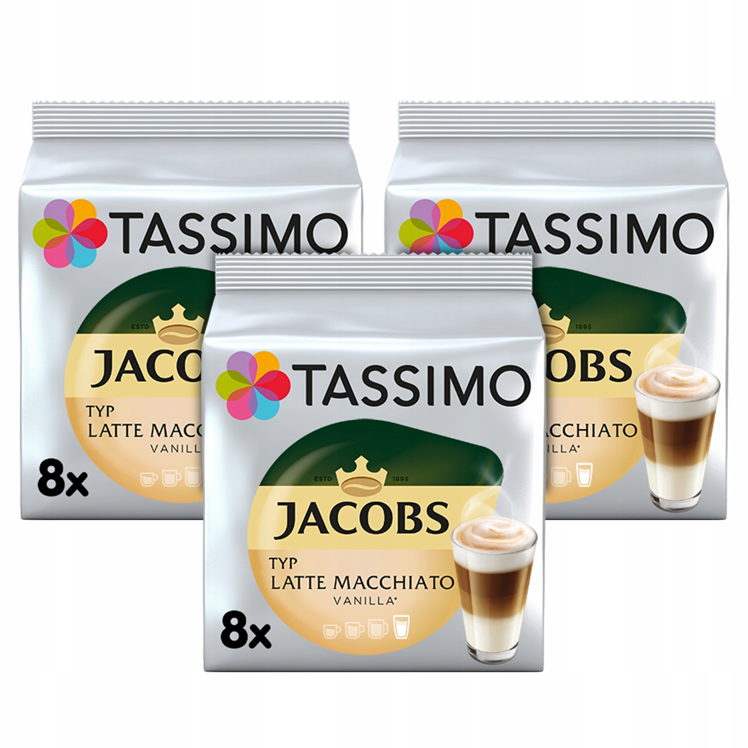 Tassimo Jacobs Latte Macchiato Vanilla 3 opakowania [24 kawy]