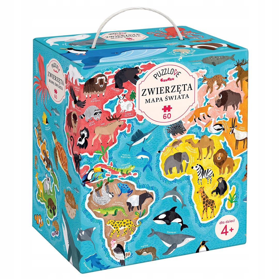 

Puzzle 60 Puzzlove CzuCzu Zwierzęta Mapa Świata Z