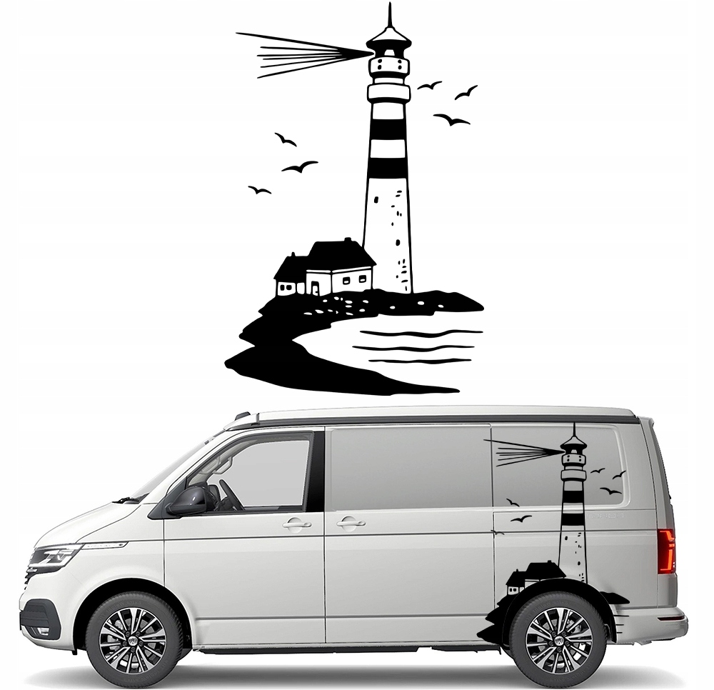 Nálepka Grafika na karavan a karavan Maják Mewy 90x136