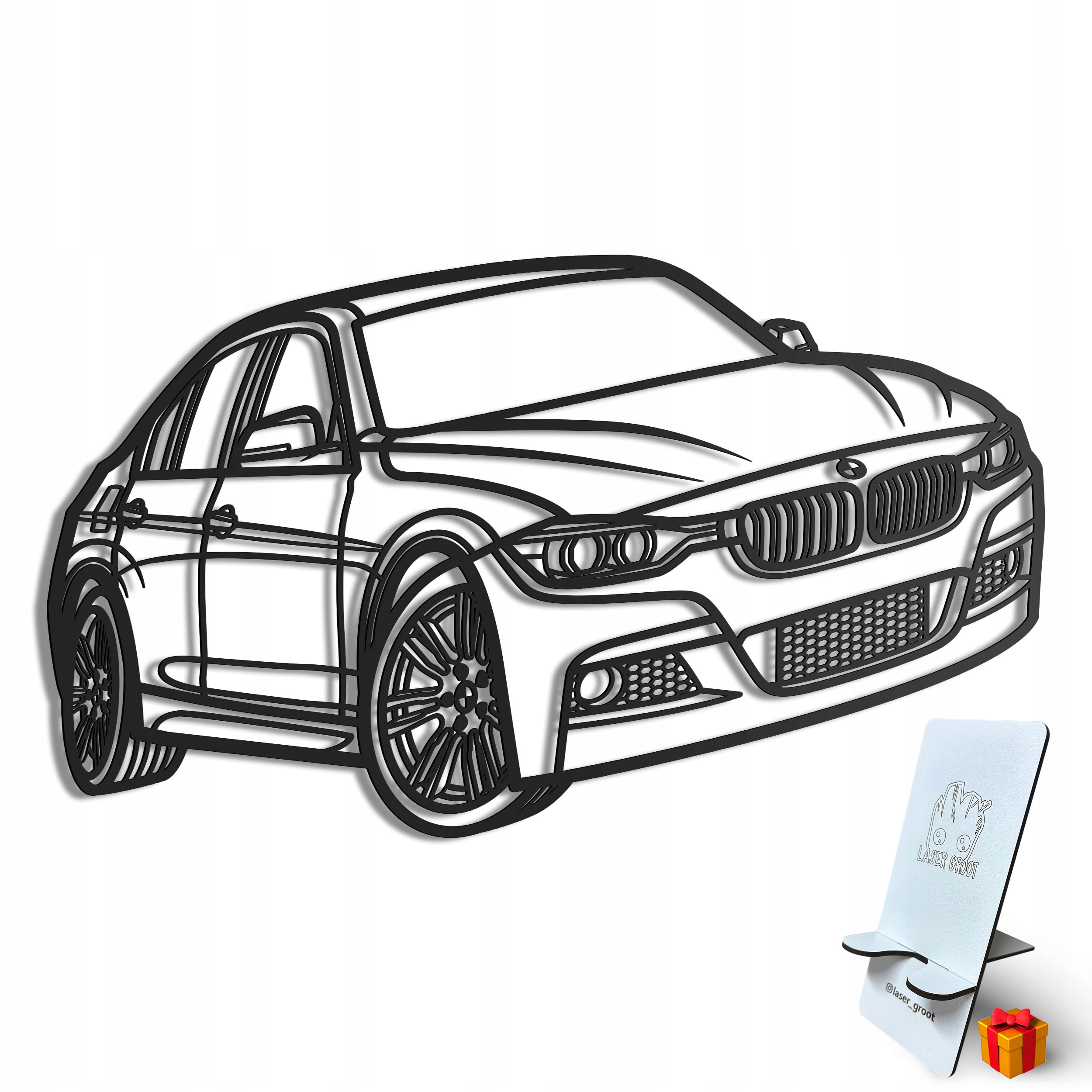 Dřevěný 3D obraz Bmw 3 Series (F30) line Nástěnná Dekorace Dárek XL