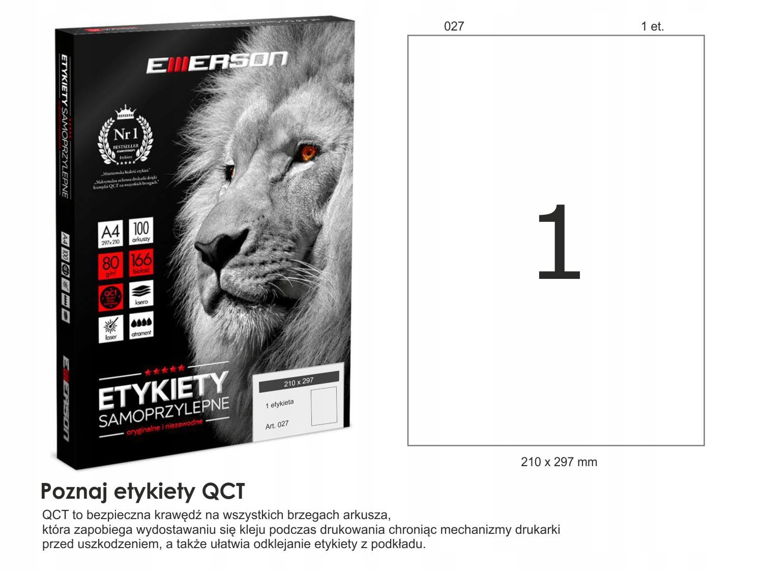 

Etykiety samoprzylepne A4 100ark Emerson 210x297