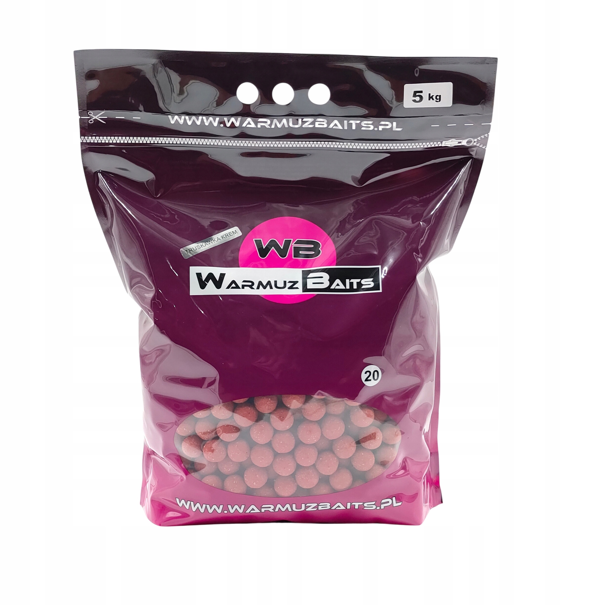 Kulki zanętowe Truskawka Krem Warmuz Baits 5kg Worek 20mm na karpia i amura
