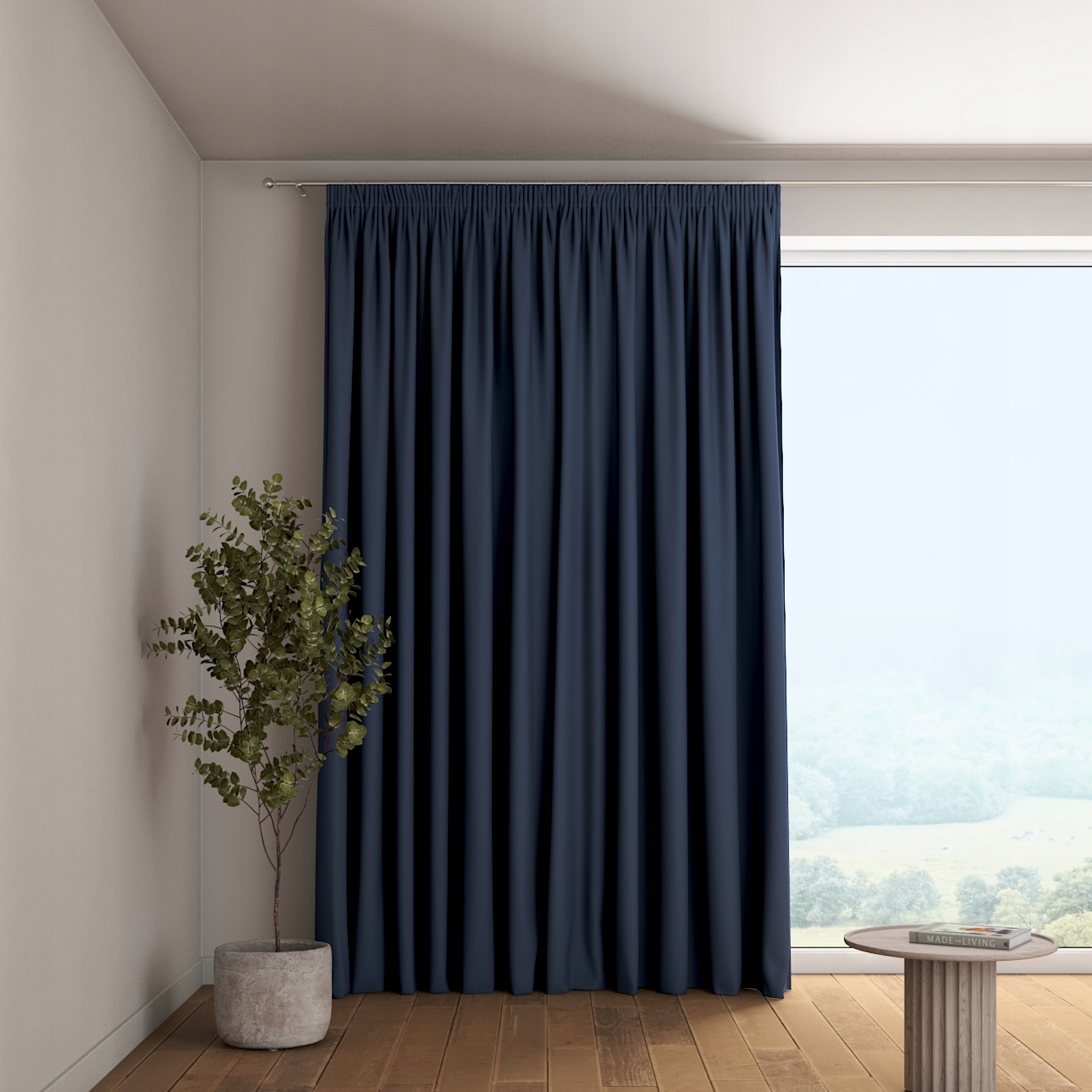 Záves na vlnitej páske 1 ks 140x260 cm modrý