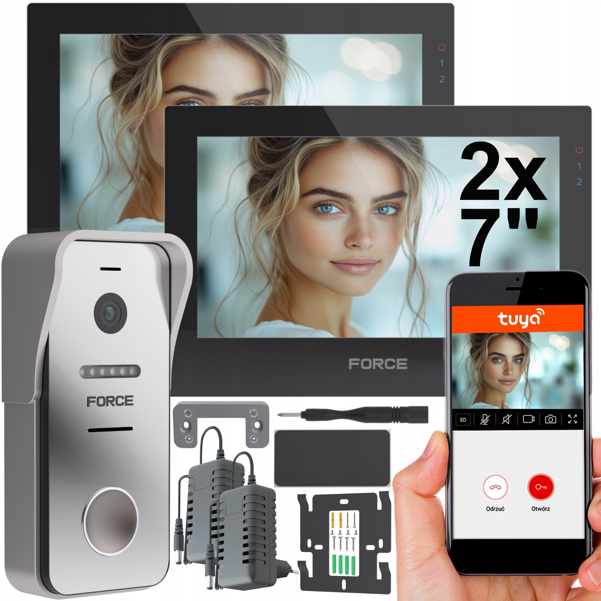 Videodomofon Force Prima Gt Duo 2x Monitor 7" Černý Full Hd WiFi Tuya