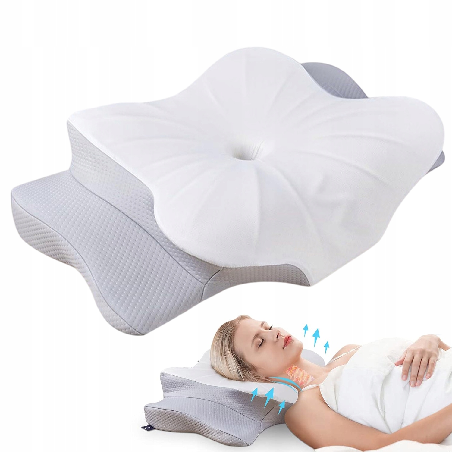 Poduszka Motyl Pamięciowa 2 Wysokości Relaksacja Szyi Ramion