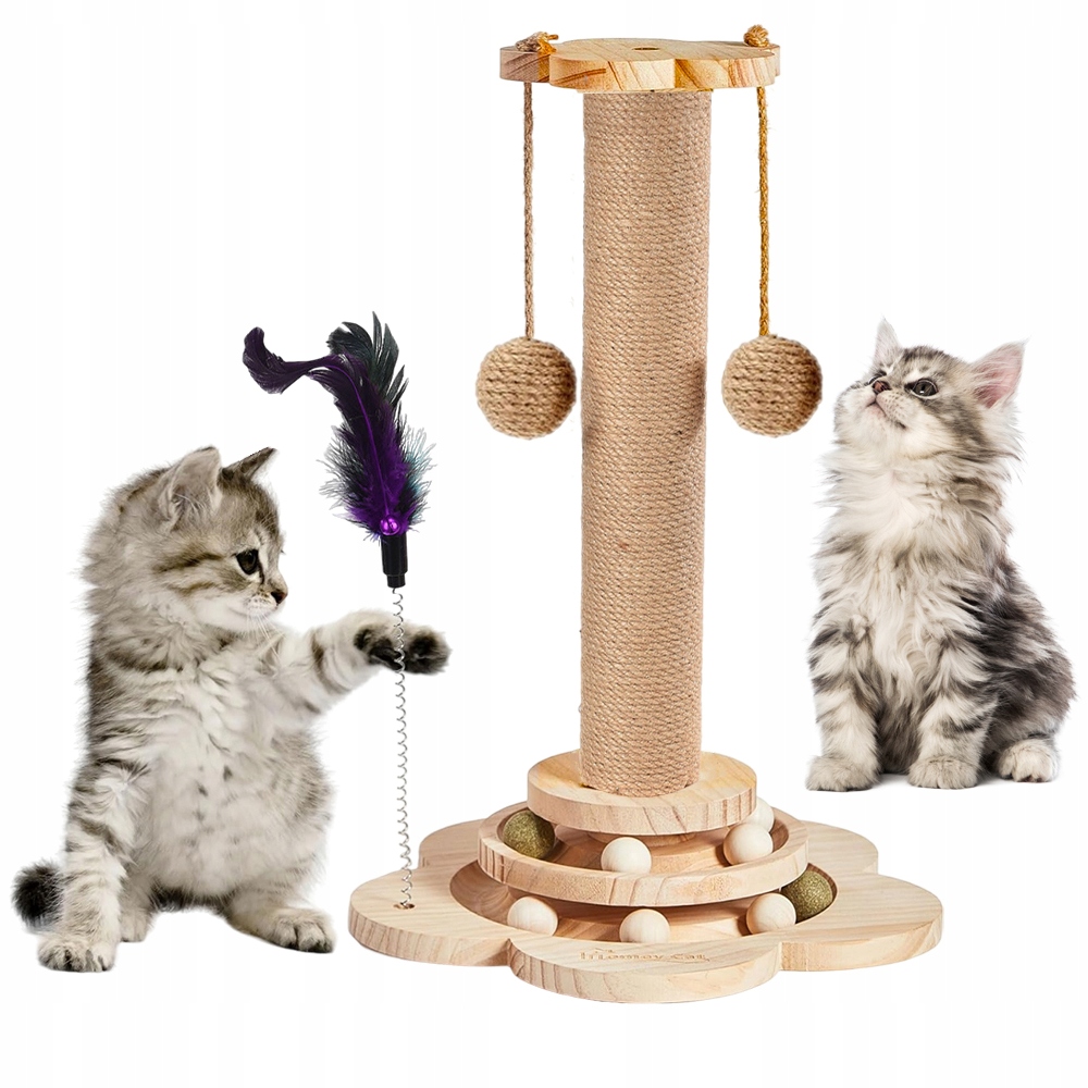 Levně Hračka Pro Kočky Kočka S Přírodním Sisalovým Fibrem A Dřevem Na Škrábání