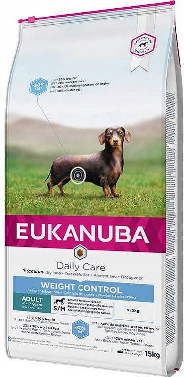 Eukanuba Adult Small&Medium Daily Care Weight Control Karma sucha 15kg