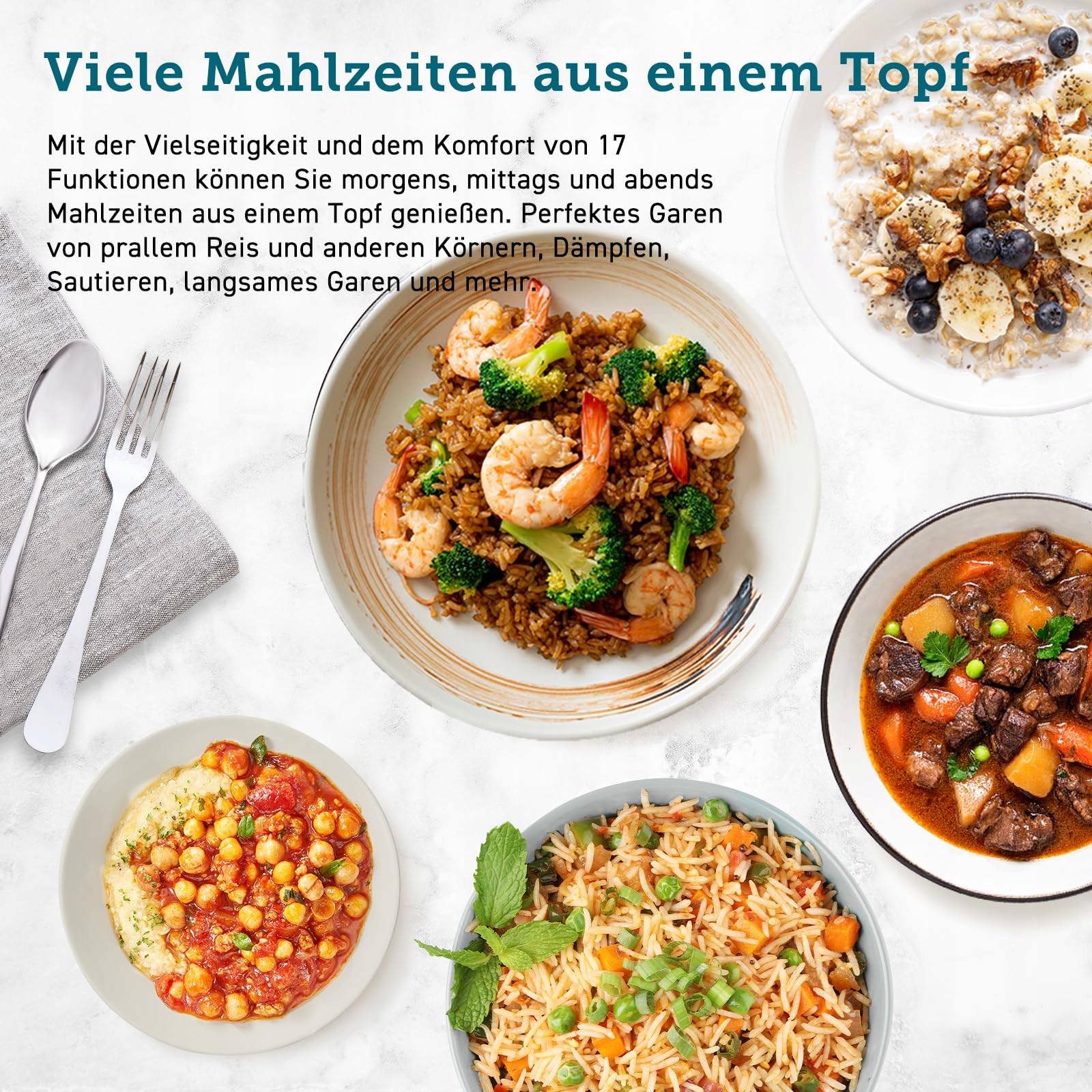 COSORI Multicooker 5L 17 Programów Stalowy Wkład Timer Podgrzewanie — miniatura 3
