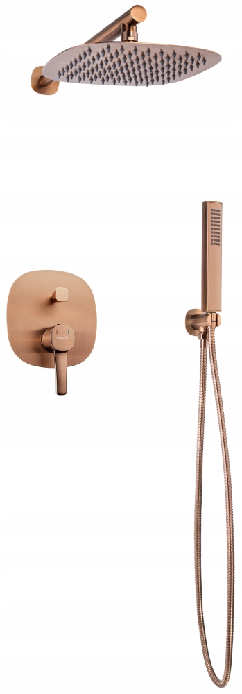 Invena Podomietkový Sprchový Set S Dažďovou Sprchou Glamour, Meď