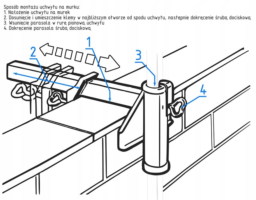 Uchwyt do parasola na murek, 35 mm, kolor antracyt Średnica 3.5 cm