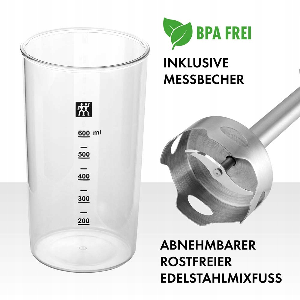 ZWILLING Blender Ręczny 550W Stal Nierdzewna Z Miarką 600ml Czarno-Srebrny — miniatura 3