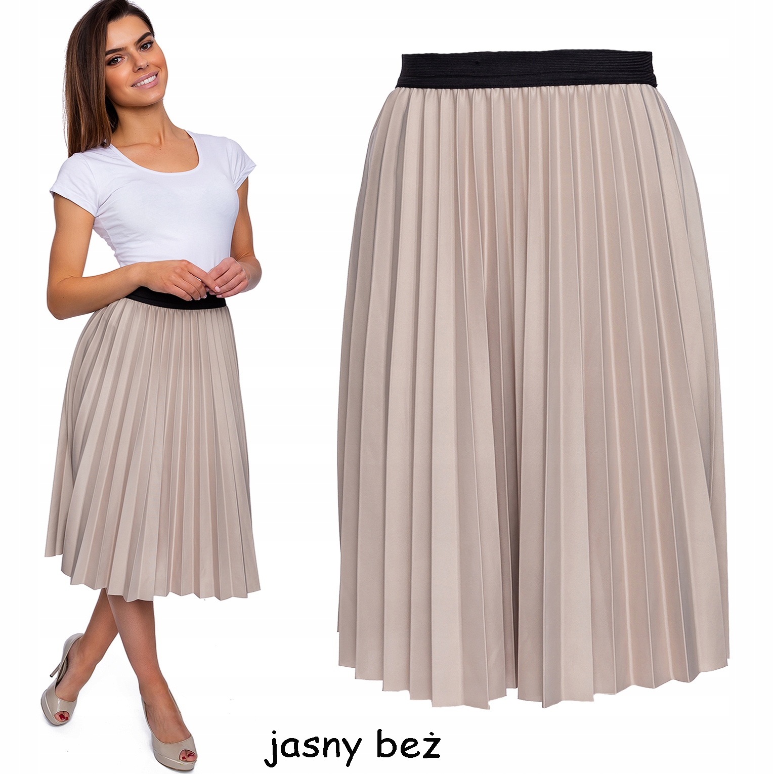 111__roz.S_SPÓDNICA PLISOWANA MIDI NA GUMCE KOLORY Marka inna